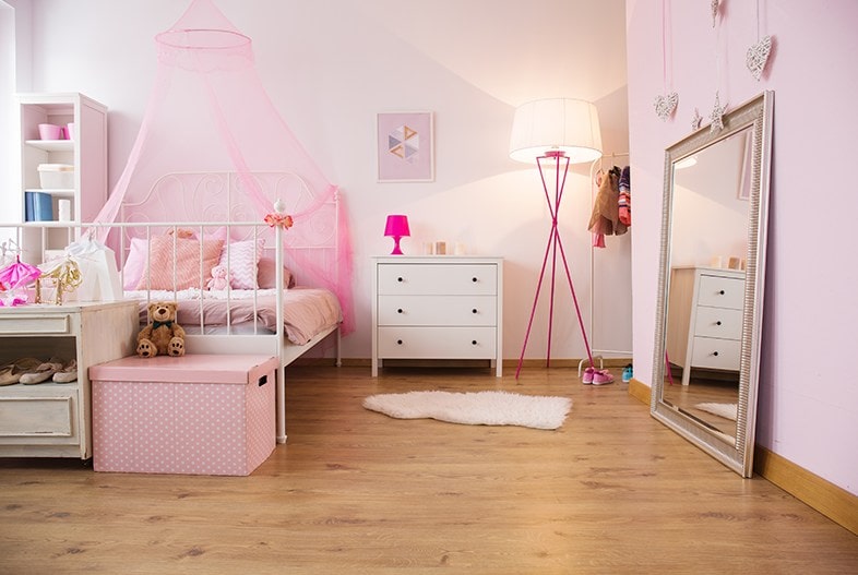 Pink bedroom for a child
