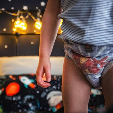 Boy wearing pyjama pants